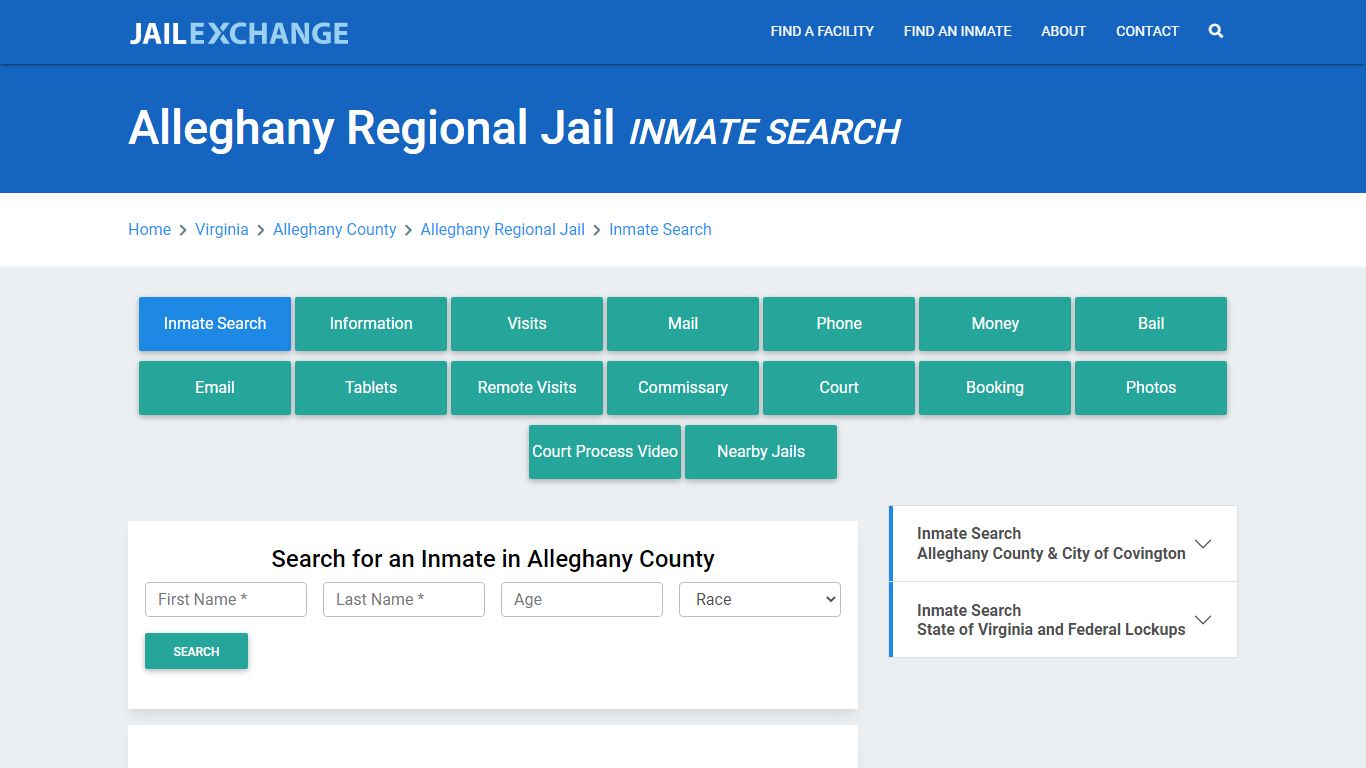 Alleghany Regional Jail, VA Inmate Search: Roster & Mugshots