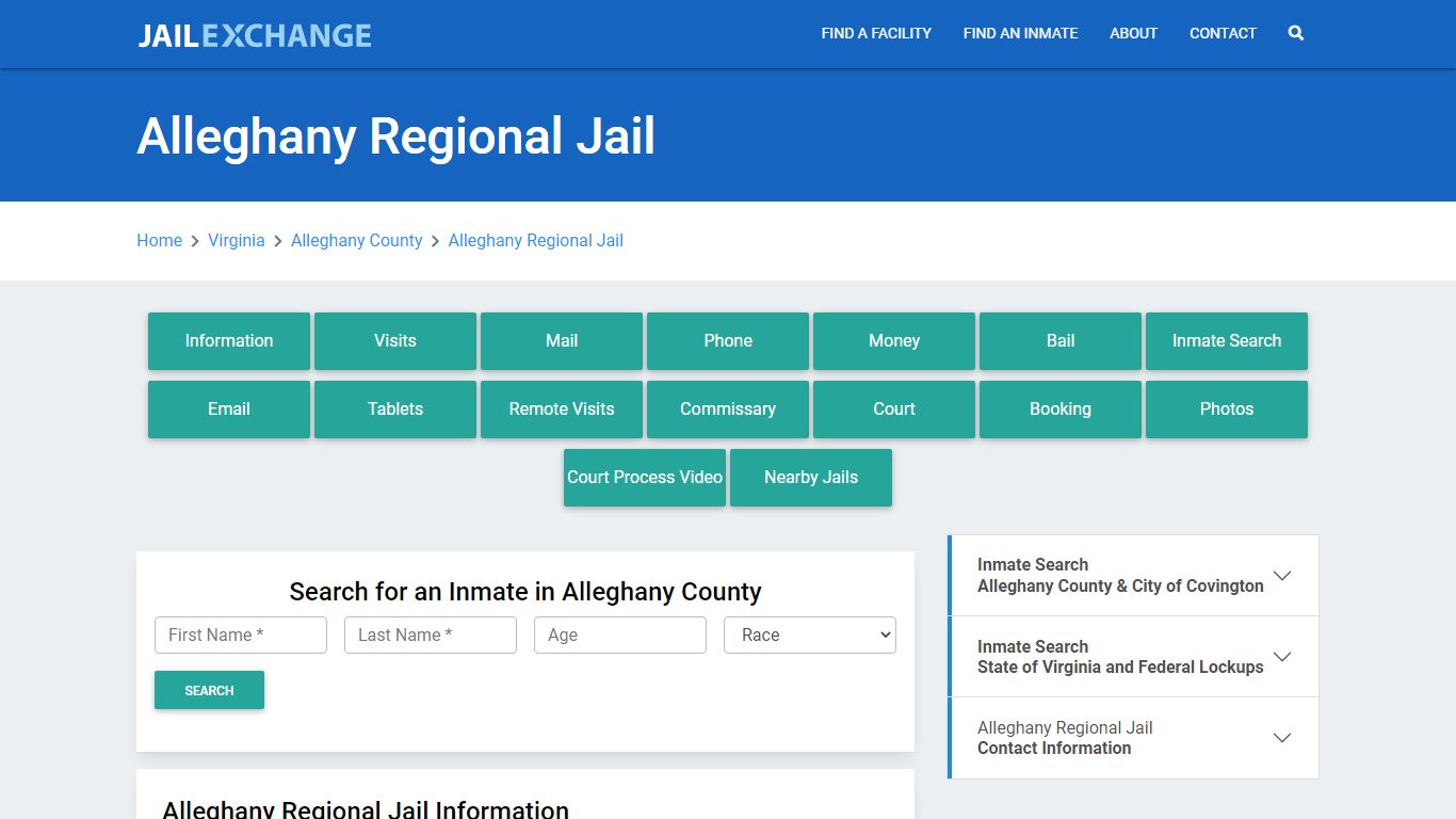 Alleghany Regional Jail Roster Lookup, VA, Inmate Search